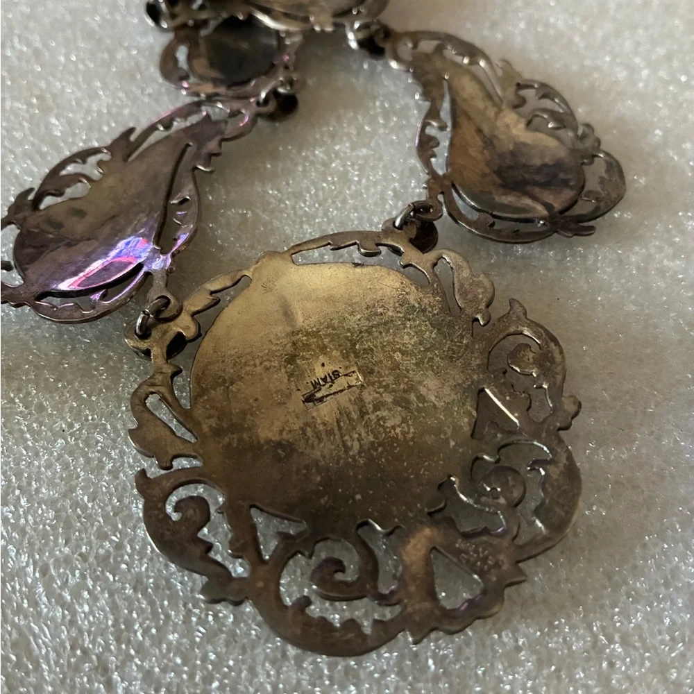 Black and sterling Siam  Teardrop Necklace - Picture 5 of 6